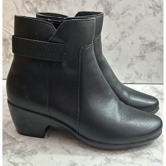 Clarks Emily 2 Holly Ankle Boot Womens 7 Medium Black Leather New‎ - Picture 1 of 8